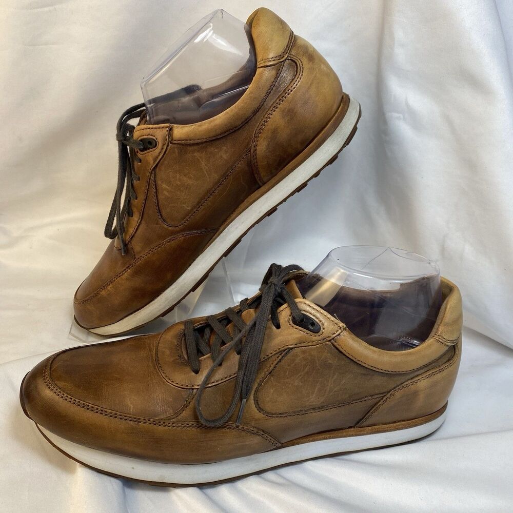J&M 1850 Men's 8D Brown Leather Lace Up Casual Comfort Shoes White Sole FLAW
